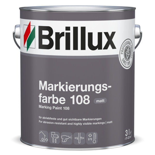 Brillux Markierungsfarbe 108 – schnell trocknende Bodenmarkierungsfarbe für innen und außen