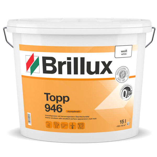 Brillux Topp 946 ELF – hochwertige, stumpfmatte Innenfarbe mit sehr guter Deckkraft