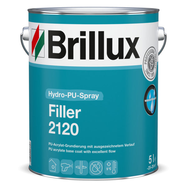 Brillux Hydro-PU-Spray Filler 2120 Weiß 5 Liter – spritzbarer, wasserbasierter Füller für perfekt glatte Lackflächen