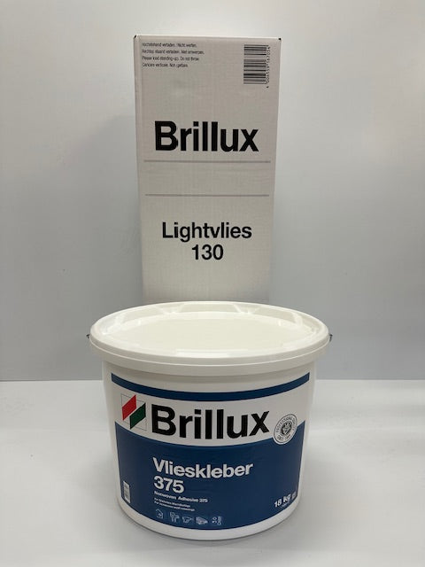 Brillux Vlieskleber 375 (1 Eimer) + 2 Rollen Lightvlies 130 = 60 m²
