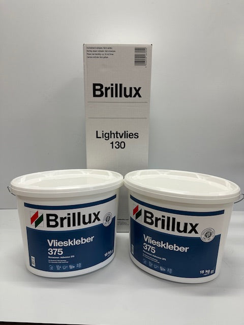 Brillux Vlieskleber 375 (2 Eimer) + 4 Rollen Lightvlies 130 = 120 m²