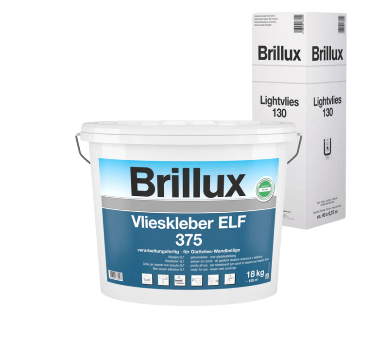 Brillux Lightvlies 130 + Vlieskleber ELF 375 – Wandvlies-Bundle für glatte, rissfreie Wände