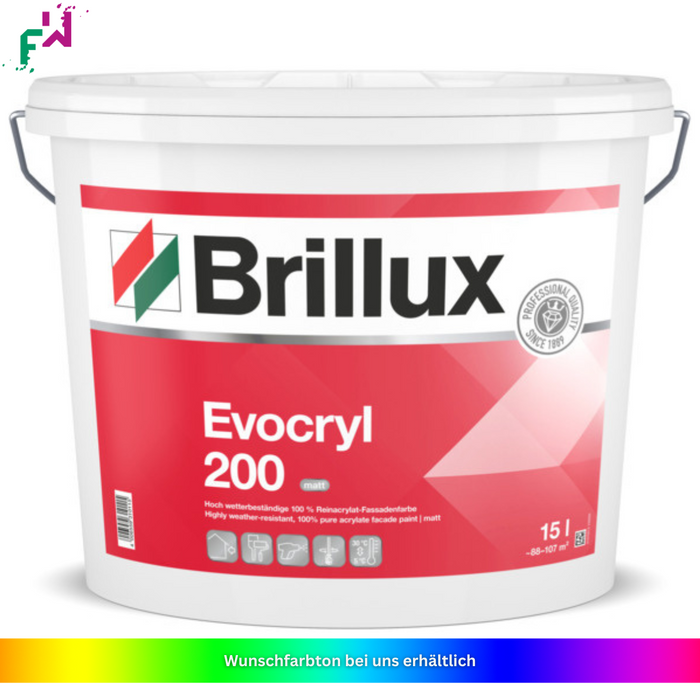 Brillux Evocryl 200 Weiß – emissionsarme Fassadenfarbe mit seidenmattem Finish