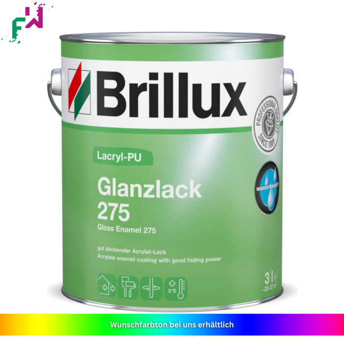 Brillux Lacryl-PU Glanzlack 275 – brillanter, wasserbasierter Glanzlack für innen und außen