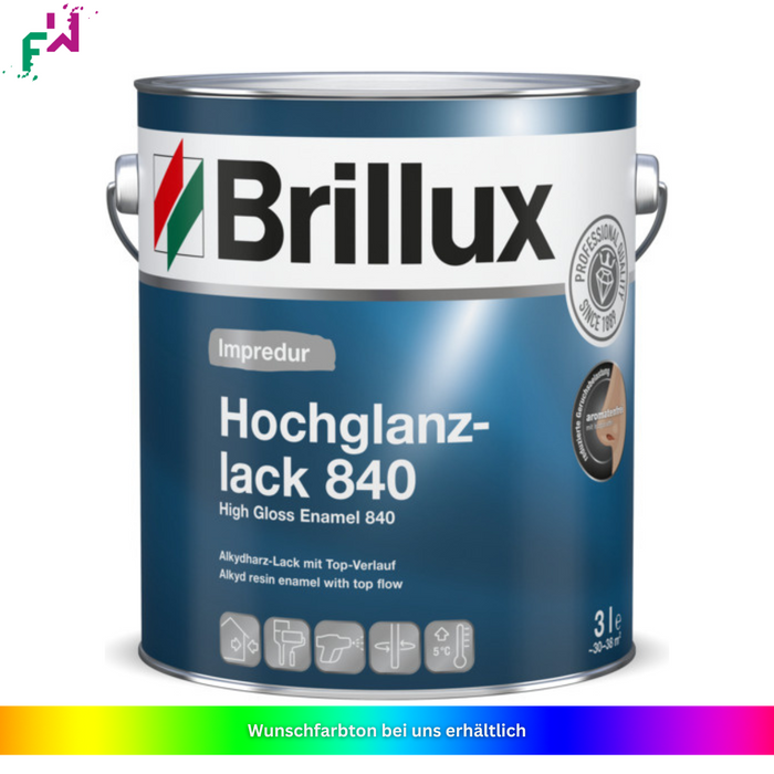 Brillux Impredur Hochglanzlack 840 – lösemittelhaltiger Buntlack mit brillantem Glanz für Innen und Außen