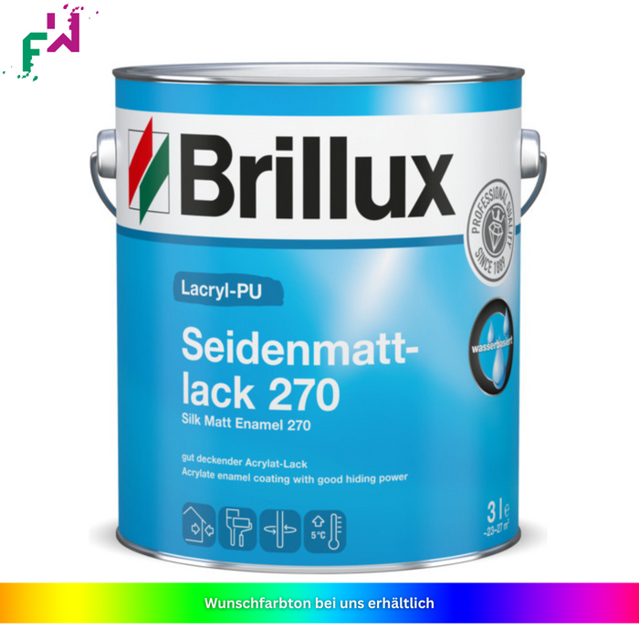 Brillux Lacryl-PU Seidenmattlack 270 – wasserbasierter Lack mit hoher Kratz- und Stoßfestigkeit für innen und außen