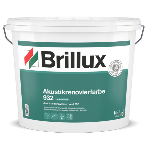 Brillux Akustikrenovierfarbe 932 weiß, stumpfmatt 15 Liter - Maler Willenborg