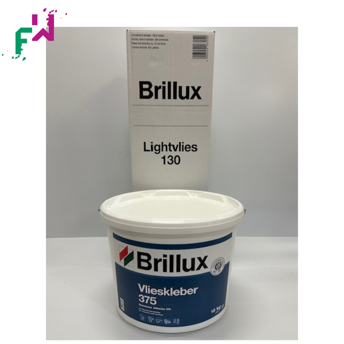 Brillux Vlieskleber 375 (1 Eimer) + 2 Rollen Lightvlies 130 = 60 m²