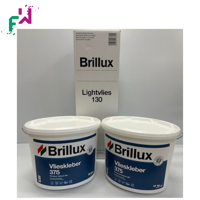 Brillux Vlieskleber 375 (2 Eimer) + 4 Rollen Lightvlies 130 = 120 m²