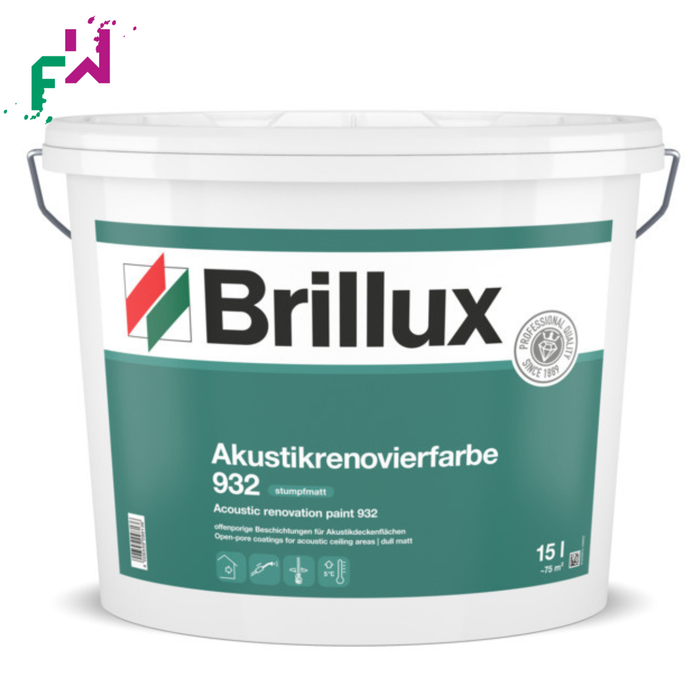 Brillux Akustikrenovierfarbe 932 – stumpfmatte Innenfarbe für akustisch wirksame Decken und Wände