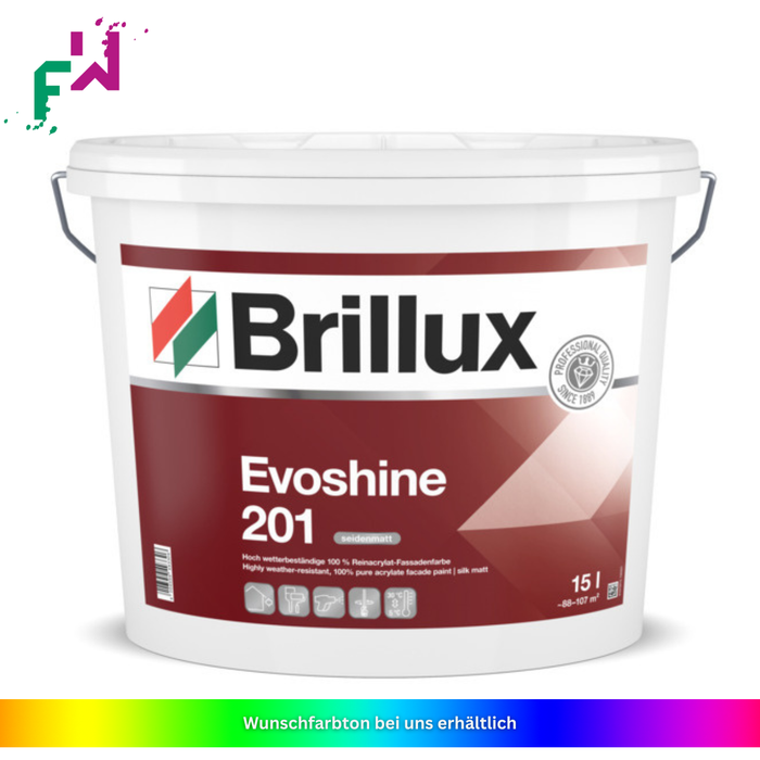 Brillux Evoshine 201 Weiß Seidenmatte Reinacrylat-Fassadenfarbe – wetterbeständiger Schutz für Putz, Beton und Altanstriche