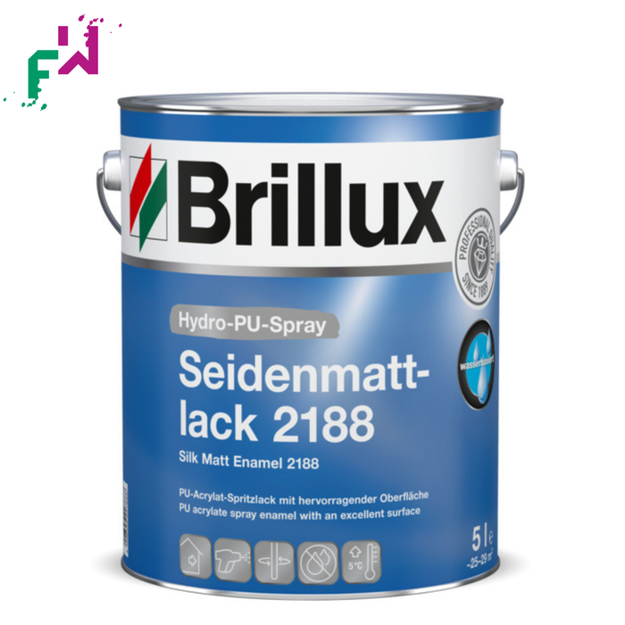 Brillux Hydro-PU-Spray Seidenmattlack 2188 Weiß 5 Liter – spritzbarer 1K-Lack für hochwertige seidenmatte Oberflächen