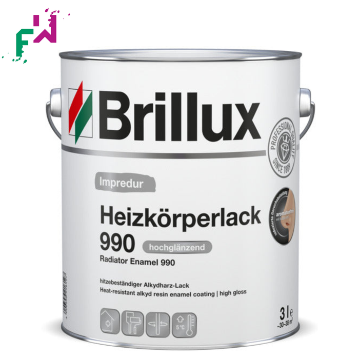 Brillux Heizkörperlack 990 Weiß – hitzebeständiger Alkydharzlack für Heizkörper und Warmwasserleitungen
