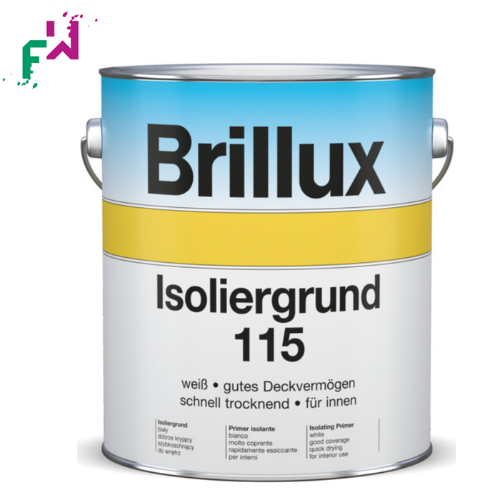 Brillux Isoliergrund 115 Weiß – leistungsstarke Isolierfarbe gegen Nikotin-, Wasser- und Rußflecken