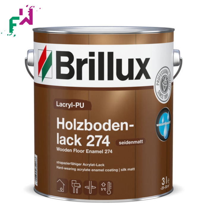Brillux Lacryl-PU Holzbodenlack 274 – seidenmatter, wasserbasierter Lack für strapazierte Holzböden