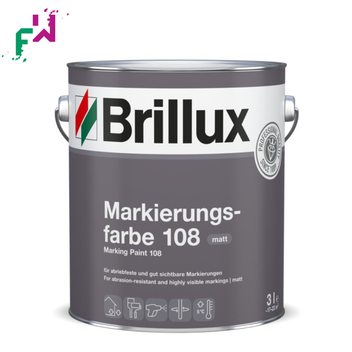 Brillux Markierungsfarbe 108 – schnell trocknende Bodenmarkierungsfarbe für innen und außen
