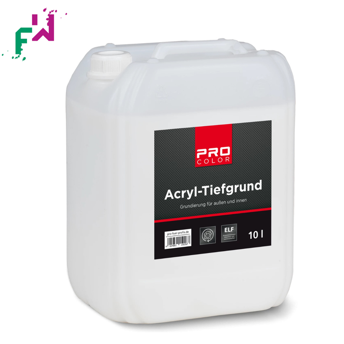 Acryl-Tiefgrund PRO Color 10 Liter  – farbloser Tiefgrund zur Untergrundverfestigung und Saugfähigkeitsregulier.