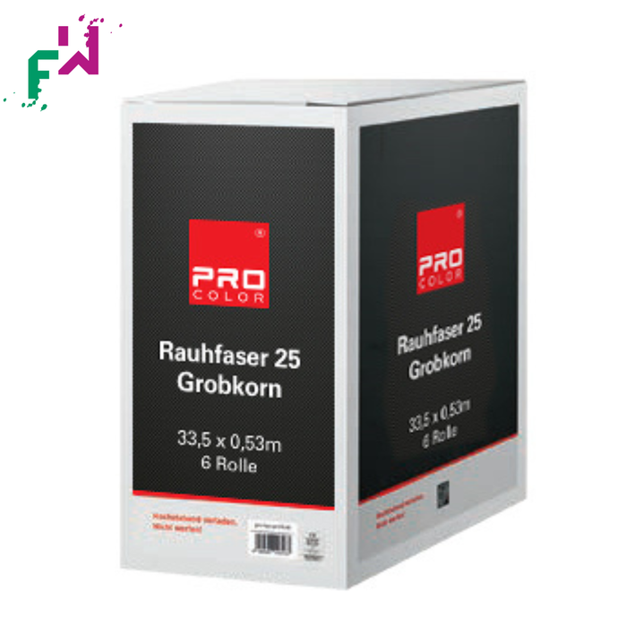 Rauhfaser 25 Grobkorn PRO Color – klassische Raufasertapete mit markanter Struktur